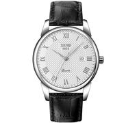 Mens Womens Quartz Watch Roman Numeral Business Casual Fashion Analog Wrist Watch Classic Calendar Date Window 30M Waterproof Comfortable Leather Watches, Silver, Quartz Watch