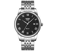 Mens Womens Quartz Watch Roman Numeral Business Casual Fashion Analog Wrist Watch Classic Calendar Date Window 30M Waterproof Comfortable Leather Watches, Steel Black, Fashion, Classic, Vintage