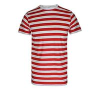 Mens Womens Red and White Stripe T-Shirt Hat Glasses Socks Set Kids 3 Piece Set Book Week Fancy Dress Party Set (T Shirt Only Large)