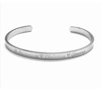 Men Women Rigid Stainless Steel Bracelet with Custom Engraving Silver