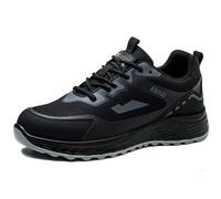 Mens Womens Safety Shoes, Steel Toe Cap Trainers Wide Fit Non Slip Breathable Cmfortable Kitchen Work Footwear,Black,6.5 UK