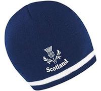 Mens/Womens Scotland Thistle Beanie HAT - Navy/White