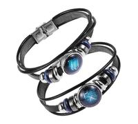 Men's Women's Set Stainless Steel Buckle Bracelet Beads Fashion Jewelry Bangle Braid Astrology