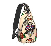 Mens & Womens Shoulder Chest Sling Bags Sugar Skulls Backpacks for Travel Outdoors Running, Fashion Casual Crossbody Bags