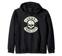 Mens Womens Skull Retro Vintage Pro Union Thug Zip Hoodie