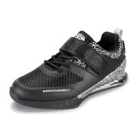 Mens Womens Squat Shoes, Lightweight Powerlifting Sport Gym Fitness Trainers Fashion Breathable Mesh Weightlifting Deadlift Sneakers,Black,5 UK