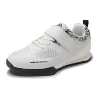 Mens Womens Squat Shoes, Lightweight Powerlifting Sport Gym Fitness Trainers Fashion Breathable Mesh Weightlifting Deadlift Sneakers,White,3.5 UK