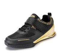 Mens Womens Squat Shoes, Lightweight Powerlifting Sport Gym Fitness Trainers Fashion Breathable Mesh Weightlifting Deadlift Sneakers,Gold,7 UK