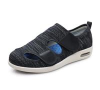 Mens Womens Summer Diabetic Shoes Hollow-Out Elderly Slippers Adjustable Orthopaedic Footwear,Black,5 UK