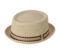 Men's Women's Summer Paper Straw Beige Cross Band Porkpie Sun Hat for Unisex (UK, Alpha, L, Beige Beige Cross Band)