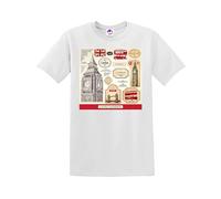 Men's & Women's UK Antique Design White Large T-Shirt | Vintage British Graphic Tee | Retro England Heritage Print | Classic Novelty Streetwear | Old-Style Artistic Apparel | Timeless Fashion