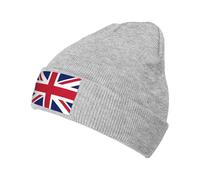 Mens Womens Union Jack Knitted Beanie Hat Winter Warm Fashion All Seasons, grey, One Size