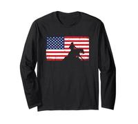 Mens Womens USA Flag America Patriotic Reining Horse Shirt Long Sleeve T-Shirt