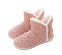 Men's Women's Warm Cozy Knit Boots Indoor Slipper Boots Non-Slip House Slippers Fuzzy Ankle High Snow Bootie with Knitted Upper & Fleece Lined Warm Ankle Bootie Slippers