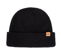 Men's & Women's Winter Fisherman Beanie Merino Wool Blend Knit Cap Big Heads Waffle Hat for Cold-Weather Warm Black XL/XXL
