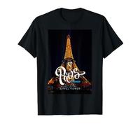 Men's Women's Youth Real Paris France Eiffel Tower Graphic Value Graphic T-Shirt, Men, Black, L