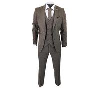 Mens Wool 3 Piece Suit Double Breast Waistcoat Tweed Blinders Classic 1920s Oak - Oak 48