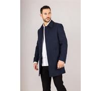 Men's Wool Blend Classic Collar Navy Overcoat Tailored Fit