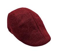 Mens Wool Blend Flat Caps Breathable Casual Solid Color Newsboy Cap Golf Fishing Shooting Hunting Beret Hats Wine Red