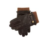 Men's Wool Blend-Lined Leather Gloves with Knitted Cuffs - BROWN / M