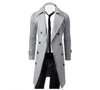 Men's Wool Coat, Long Men's Coat, Winter Jacket, Casual Jacket, Underwear Coat, Overcoat, Men's Knee Wind Jacket, Coat, Long Coat, Men's Winter Coat, Trench Coat, Knee-Length Business Men, gray, M