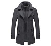 Mens Wool Coat - Men's Long Winter Coat Business Casual Outwear Regular Fit Overcoat Warm Military Coat Long Men Thick Duffle Collar Windbreaker Single/double Breasted Elegant Trench Jacket