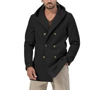 Mens Wool Coat - Mens Overcoat Business Casual Outwear Regular Fit Overcoat Winter Peacoat Long Men Thick Duffle Collar Windbreaker Single/double Breasted Elegant Trench Jacket