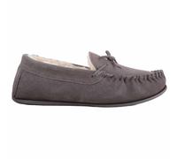 Mens Wool Lined Suede Moccasin with Lace Detail and Rubber Sole ABSOLUTE FOOTWEAR Grey 6