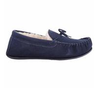 Mens Wool Lined Suede Moccasin with Lace Detail and Rubber Sole ABSOLUTE FOOTWEAR Navy 11