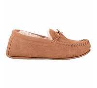 Mens Wool Lined Suede Moccasin with Lace Detail and Rubber Sole ABSOLUTE FOOTWEAR Tan 6