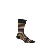 FALKE Men's Tinted Stripe M So Wool Cotton Patterned 1 Pair Socks, Grey Steel Melange 3205, 8.5-11