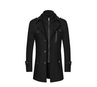 Men's wool trench coat Mid Length Classic Wools Overcoat Single-Breasted Tailored Longline Trench Coats Winter Warm Windbreak Jacket Business Office Peacoat Thick Outdoor Everyday Wear