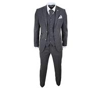 TruClothing STZ23 - Men's Wool Tweed Suit 3 Piece Authentic 1920s Classic - 48" Jacket 42" Trousers