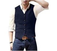 Men's Wool Tweed Waistcoat UK Clearance Herringbone Suit Vest Single Breasted Tank Tops Sleeveless Shirt V Neck T Shirts Plain Casual Jacket Slim Fit Coat Formal Business Blouse Wedding Party Costume
