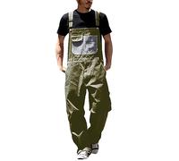 Men's Work Bib Overalls Loose Fit Workwear Dungarees Sloppy Coveralls Plus Size Lightweight Ripstop Jumpsuit with Adjustable Straps Big Pocket Army Green 5XL