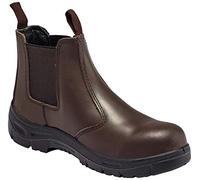 Mens Work Boots, Chelsea Boots, Steel Toe Caps, Titan Chelsea Leather Safety Boots, 9, Brown S1P, SRC