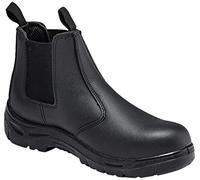 Mens Work Boots, Chelsea Boots, Steel Toe Caps, Titan Chelsea Style Leather Safety Boots, 10, Black S1P, SRC