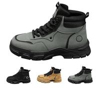 Men's Work Boots Fashion Mens Ankle Boots Comfortable Casual Walking Boot High Top Chunky Sneakers Hiking Walking Shoes Breathable Non-Slip dad Gifts Footwear UK 7.5 Green