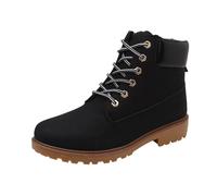 Mens Work Boots Waterproof Warm Faux Fur Lined Snow Boots Women Winter Wide Fit Non-Slip Hiking Shoes Ladies Lace Up Ankle Wellies Lightweight Chukka Shoes for Men UK (Black, 6.5)