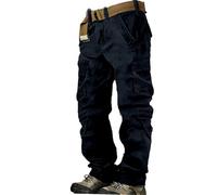 Mens Work Cargo Trousers Utility Cargo Trousers for Men Cotton Outdoor Hiking Work Trouser Ripstop Tactical Combat Trouser with 8-Pockets Heavy Duty Multifunction Pants Mens Hiking Workwear Navy