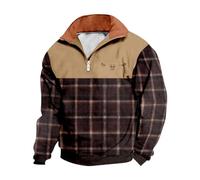 Men's Work Fleece Mens Quarter Zip Pullover Golf Shooting Shirts for Men Mens Winter Hoodies Pullover Flying Jacket Mens Hoodies Pullover Novelty Christmas Jumpers Mens Long Coat （Brown, M