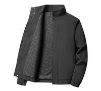 Mens Work Jacket,Mens Hoodless Outdoor Jacket Stand Long Sleeve Pocket Solid Color Fleece Jacket Fall Climbing Clothes