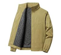 Mens Work Jacket,Mens Hoodless Outdoor Jacket Stand Long Sleeve Pocket Solid Color Fleece Jacket Fall Climbing Clothes