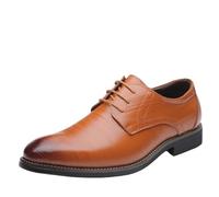 Men's Work Oxford Dress Shoes Pu Leather Lace Up Round Toe Non Slip Rubber Sole Low Top Uniform Professional Comfortable Slip Resistant(Giallo,11 UK)