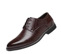 Men's Work Oxford Dress Shoes Pu Leather Lace Up Round Toe Non Slip Rubber Sole Low Top Uniform Professional Comfortable Slip Resistant(Marrone,11 UK)