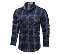 Men's Work Shirt - Long Sleeve Button Down Top, Two Chest Pockets for Storage, Durable Workwear, Transitions to Casual Office Use
