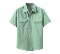Men'S Work Shirt Short Sleeve, Cotton Military Tactical Shirt Button Down Breathable Summer Casual Shirts Lightweight Comfortable Workwear Moisture Wicking Plain Outdoor Shirts Regular Fit