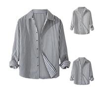 Mens Work Shirts Long Sleeve Mens Black Stripe Shirt Pinstripe Color Block Shirt Comfortable Plaid Shirt Smart Casual Tops for Office Daily Business Tops Streetwear Male Top for Everyday Wear