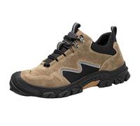 Mens Work Shoes Slip Resistant, Safe Shoe Steel Toe Cap Walking Trainers Puncture Resistant Hiking Shoes Hard Wearing Outdoor Shoe Anti Slip Sneakers Low-Top Outdoor Trainer Khaki