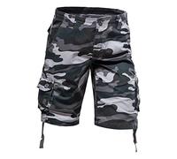 Men's Work Shorts Pants - Male Summer Overalls Camouflage Casual Sports Pocket Button Large Size Washed Shorts (CE4 34)